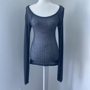 Silk & Cashmere Dark Gray See Through Top ~ Med